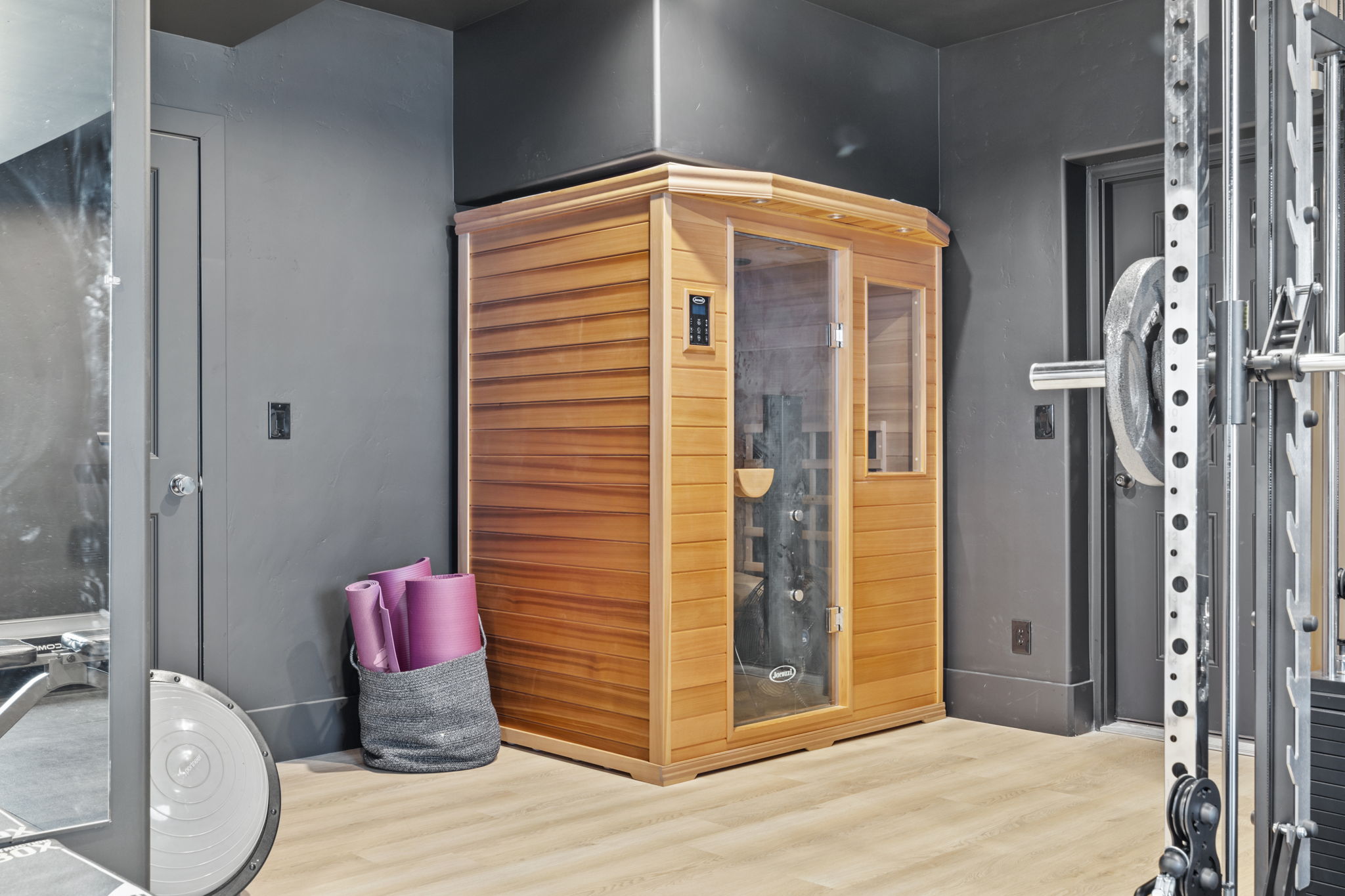 Custom basement gym and sauna space