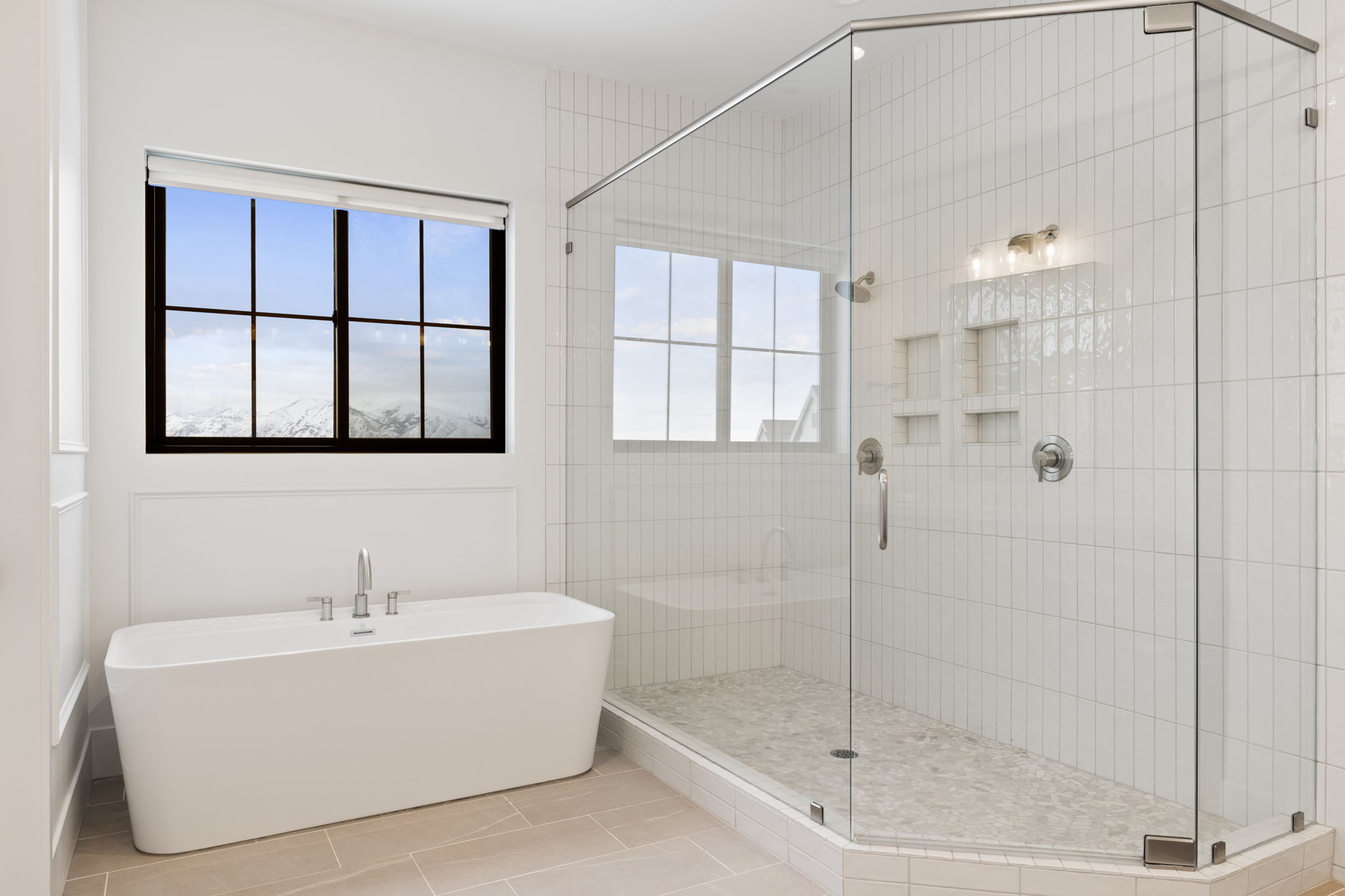 Frameless glass shower enclosure